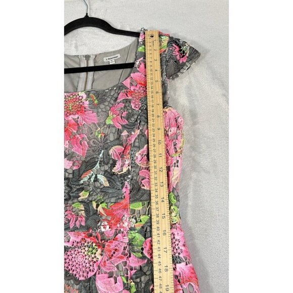 J. Peterman Pink Gray Lace Chromatic Dress Floral Medi Zip UP  Women’s Size 4 - Picture 5 of 11